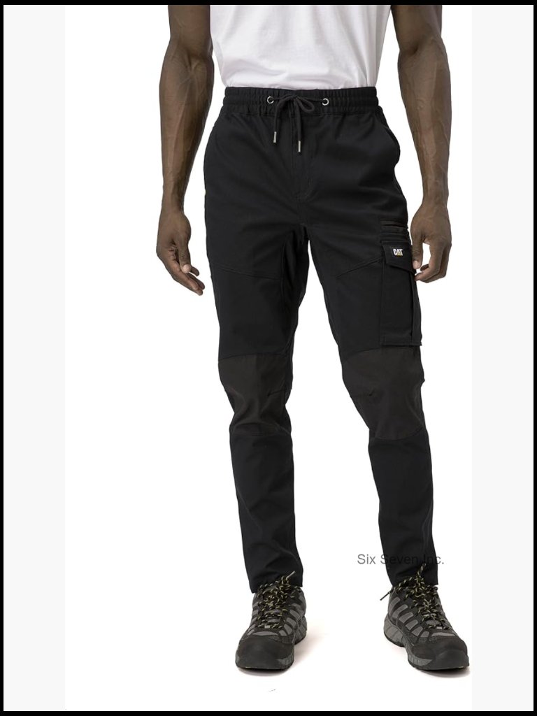 Slim Fit Work Cargo Pants With Drawstring Waist And Gusset Crotch